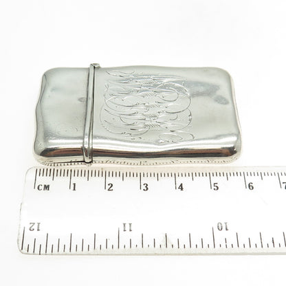 925 Sterling Silver Antique Art Deco Engraved "M&W" Collectable Vesta Match Case