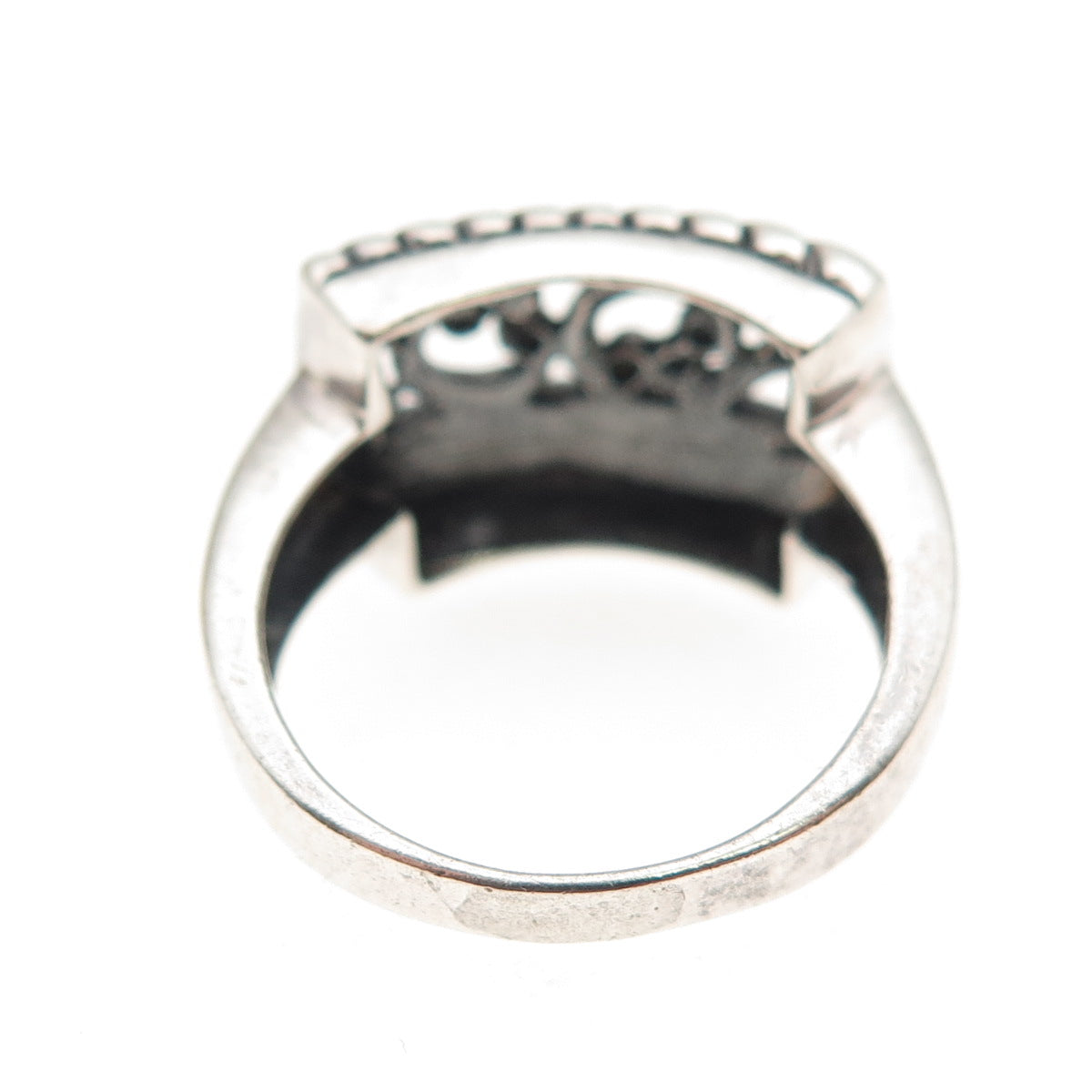 SX Sally C 925 Sterling Silver Vintage Swirl Oxidized Ring Size 7