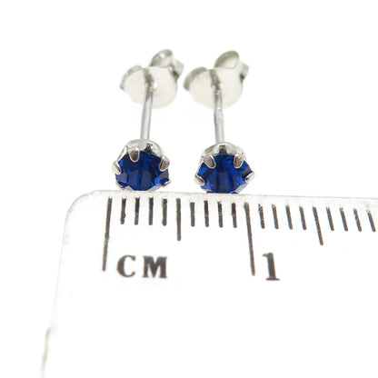 925 Sterling Silver Blue Rhinestone Stud Earrings