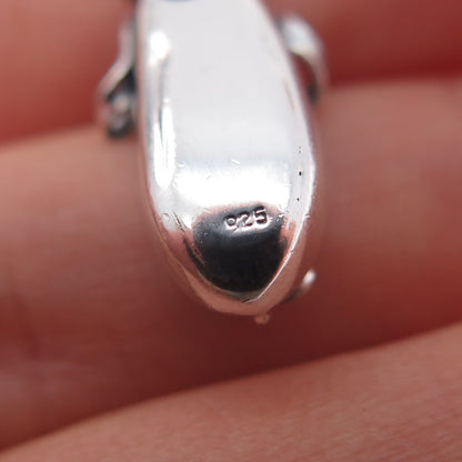 925 Sterling Silver Vintage Ballerina Shoe Mini 3D Charm Pendant