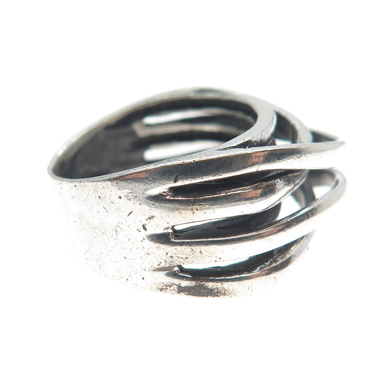 CHAPAL ZENRAY 925 Sterling Silver Vintage Interlocked Oxidized Ring Size 6