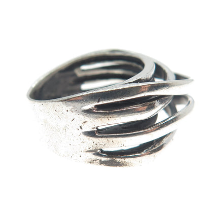 CHAPAL ZENRAY 925 Sterling Silver Vintage Interlocked Oxidized Ring Size 6