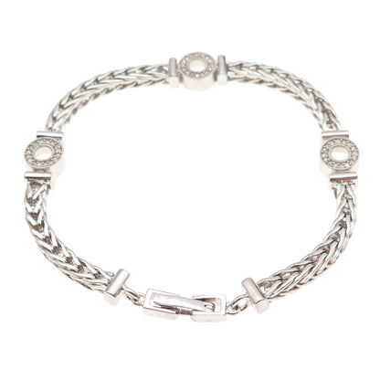 925 Sterling Silver Real Round-Cut Diamond Station Spiga Link Bracelet 7"