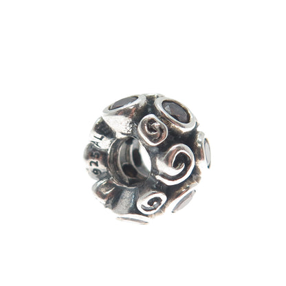 PANDORA 925 Sterling Silver Smoky C Z Spiral Bead Charm