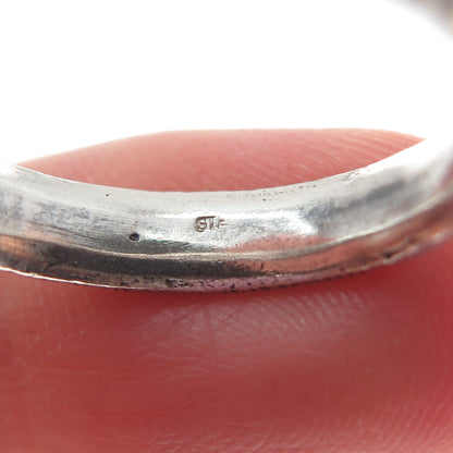 925 Sterling Silver Vintage Tree Bark Oxidized Band Ring Size 8.75