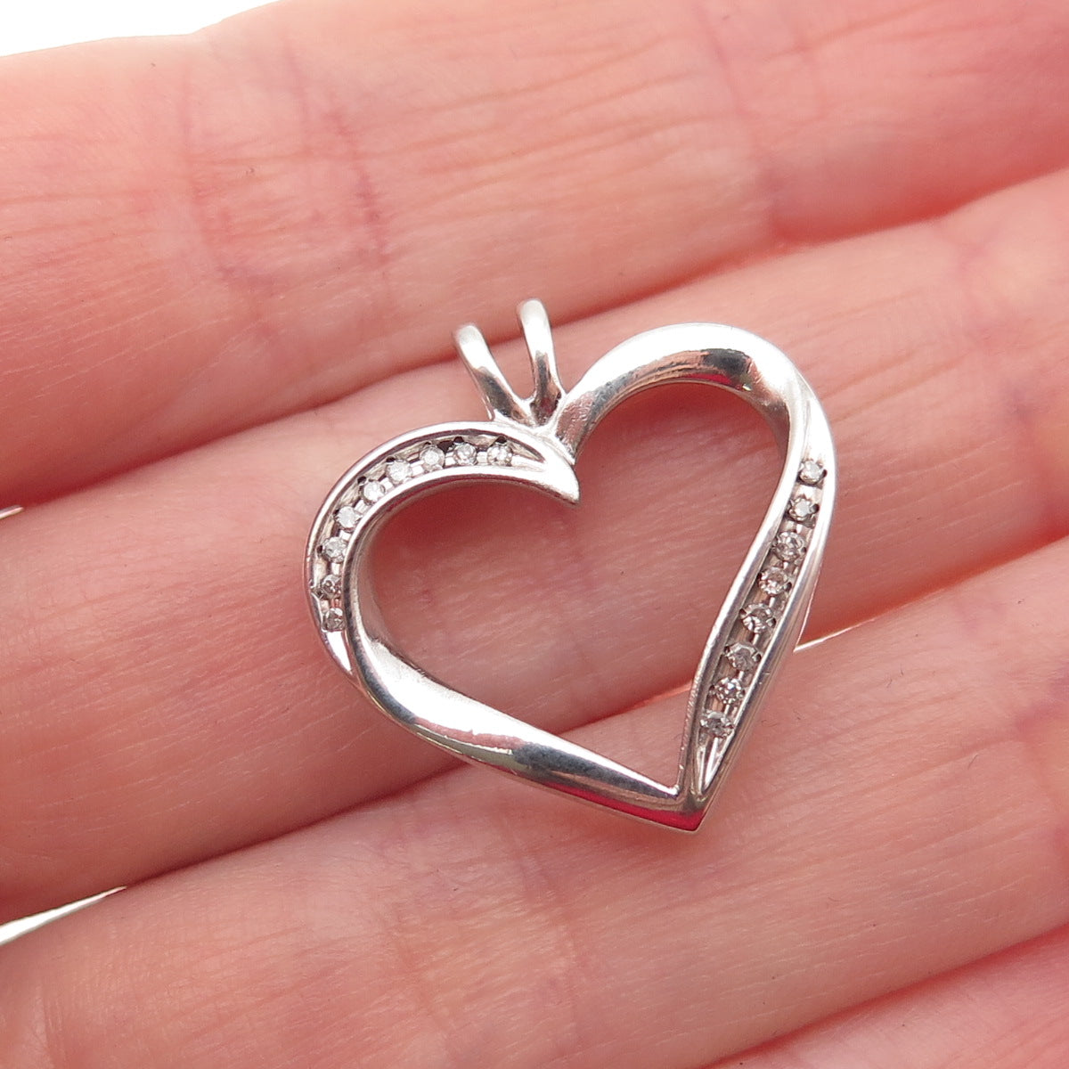 SB Sherri Baker 925 Sterling Silver Real Diamond Heart Mini Charm Pendant