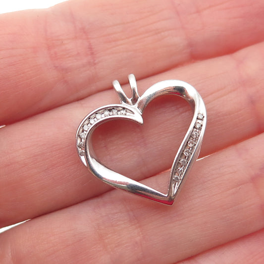 SB Sherri Baker 925 Sterling Silver Real Diamond Heart Mini Charm Pendant