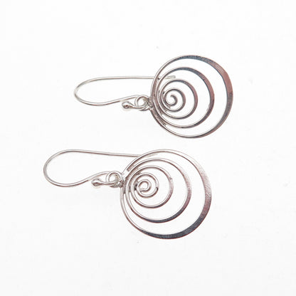 925 Sterling Silver Vintage Spiral Dangle Earrings