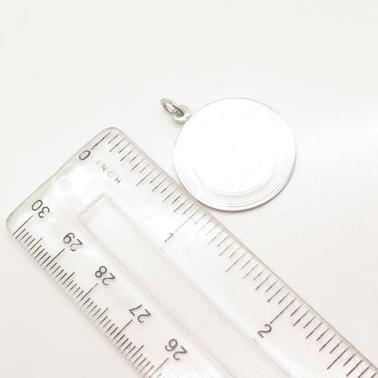 925 Sterling Silver Vintage Man Profile Round Pendant