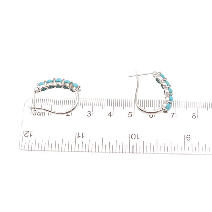 925 Sterling Silver Real Sleeping Beauty Turquoise Earrings