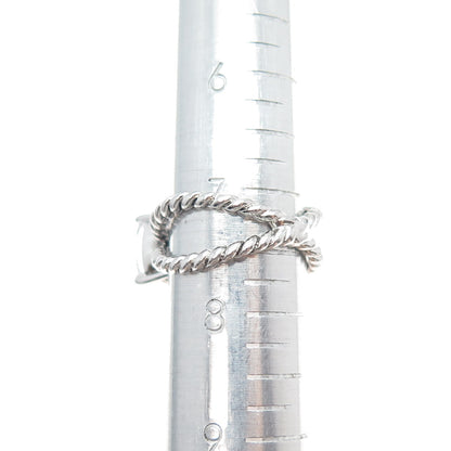 925 Sterling Silver Cushion-Cut C Z Crisscross Ring Size 7.5