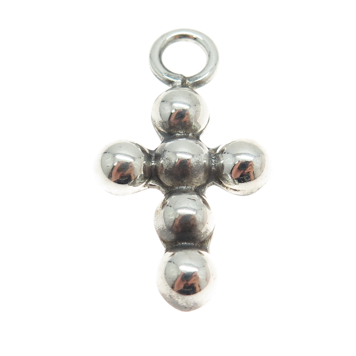 925 Sterling Silver Vintage Half Ball Cross Charm Pendant