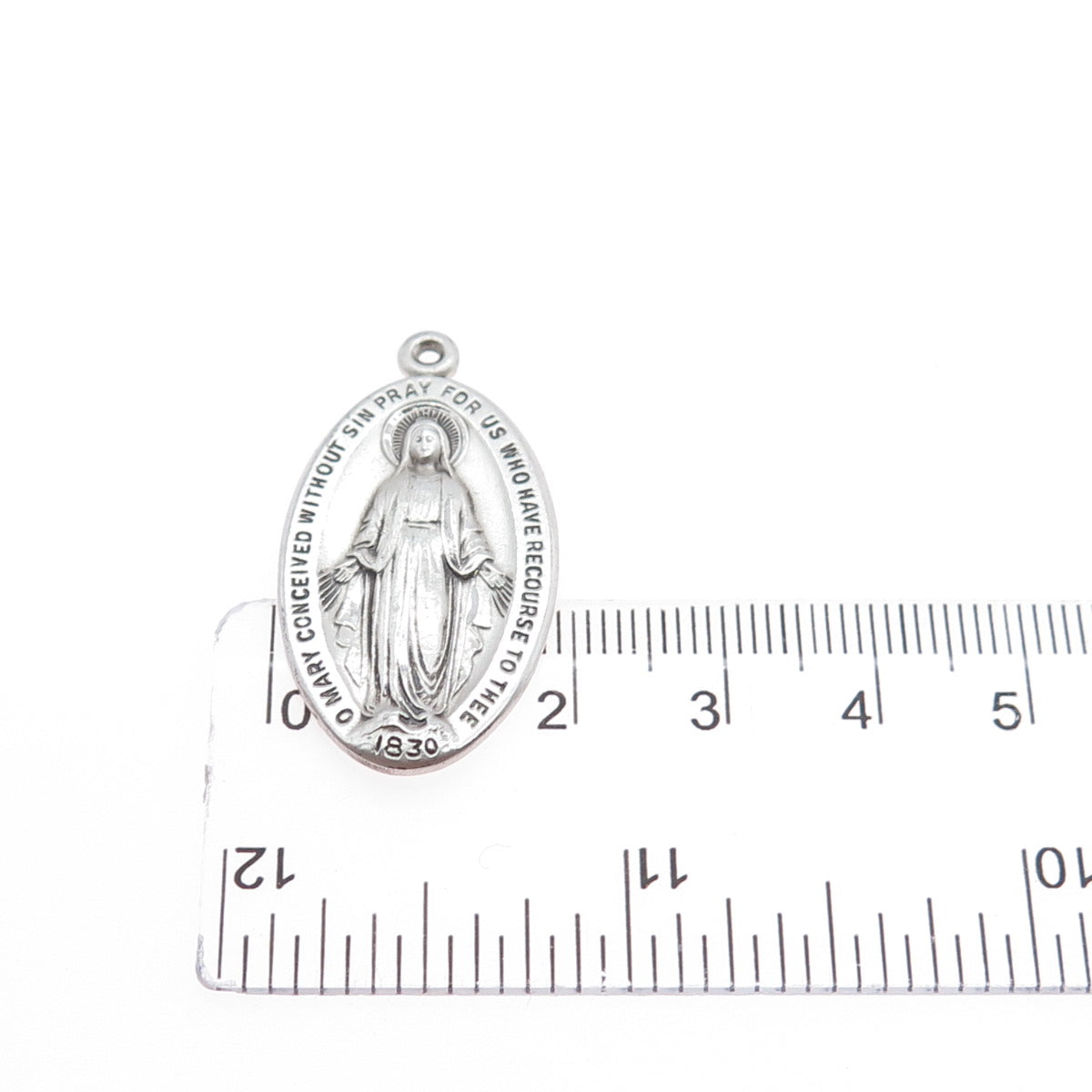 925 Sterling Silver Vintage St. Mary Miraculous Medal Charm Pendant