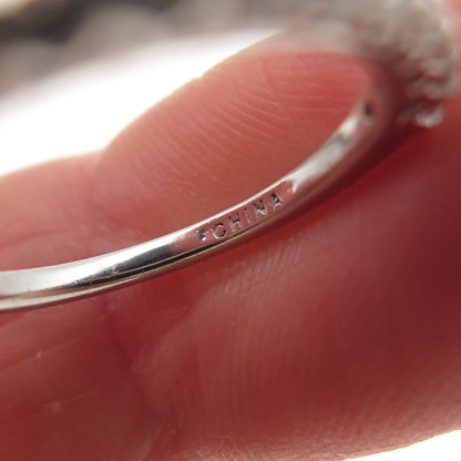 925 Sterling Silver Round-Cut C Z Half Eternity Stackable Band Ring Size 5.25