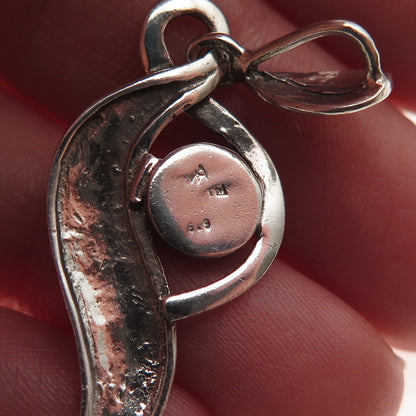 925 Sterling Silver Vintage Real Bisbee Turquoise Modernist Charm Pendant