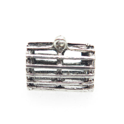 925 Sterling Silver Antique Art Deco Cage Minimalist Charm Pendant