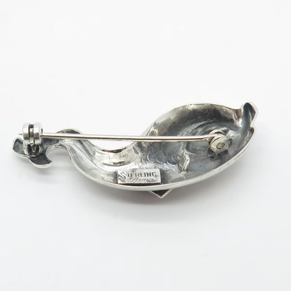 925 Sterling Silver Vintage Lang Fish Ornate Pin Brooch