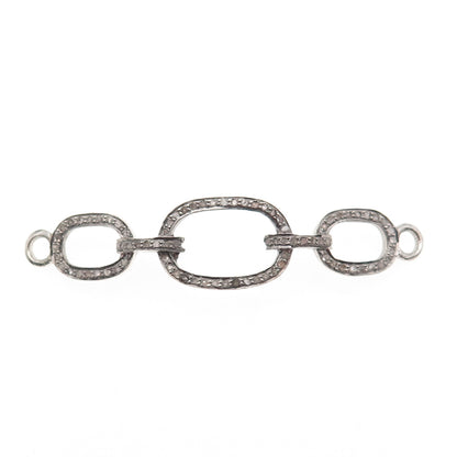 925 Sterling Silver Real Round-Cut Diamond ID Bracelet Centerpiece Part