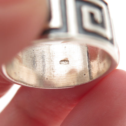 925 Sterling Silver Vintage Aztec Spiral Oxidized Band Ring Size 6.5