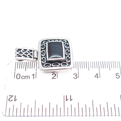 ATI ANNIKA WITT 925 Sterling Silver Vintage Real Black Onyx Oxidized Pendant