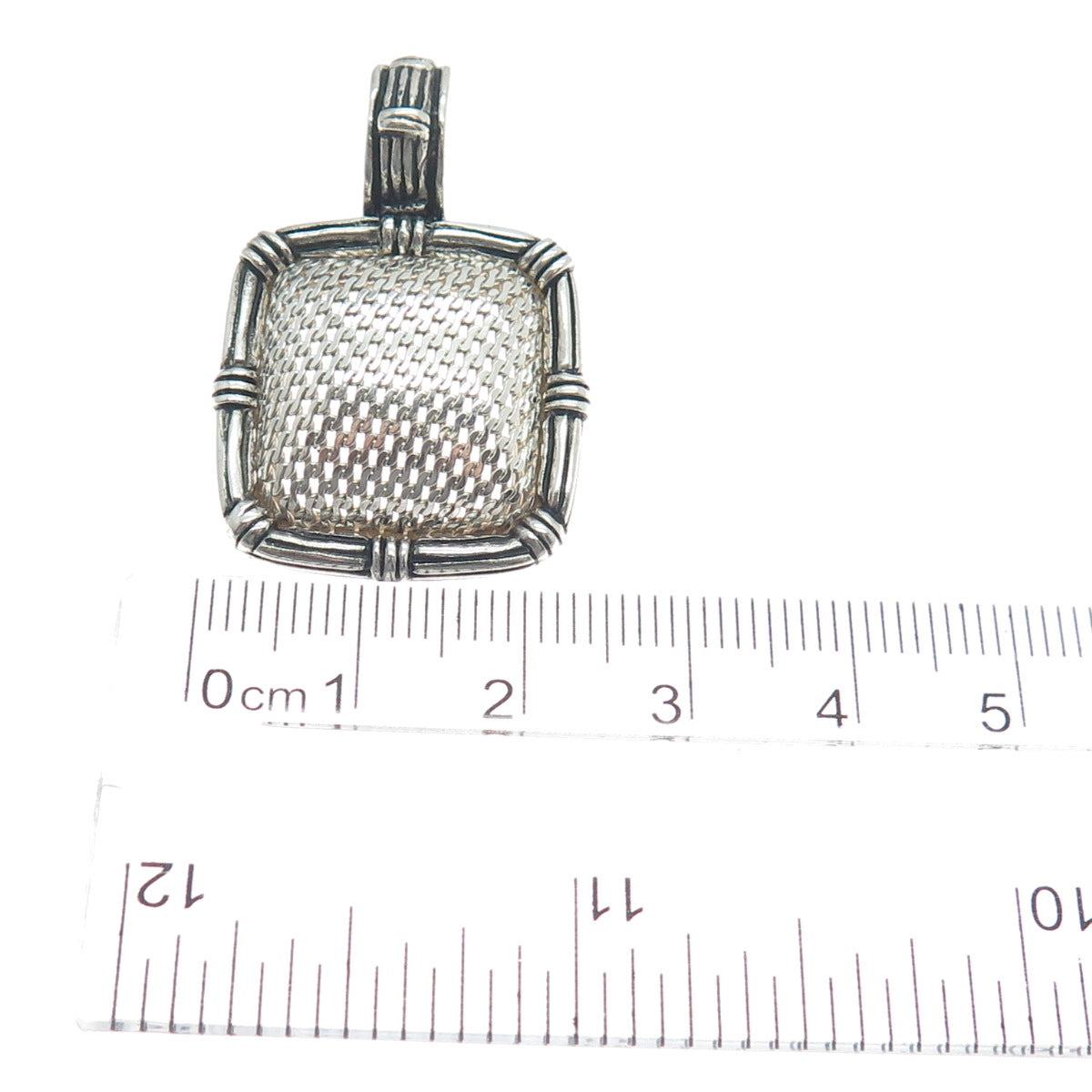 ESPO SIG Joseph Esposito 925 Sterling Silver Vintage Mesh Dome Oxidized Pendant