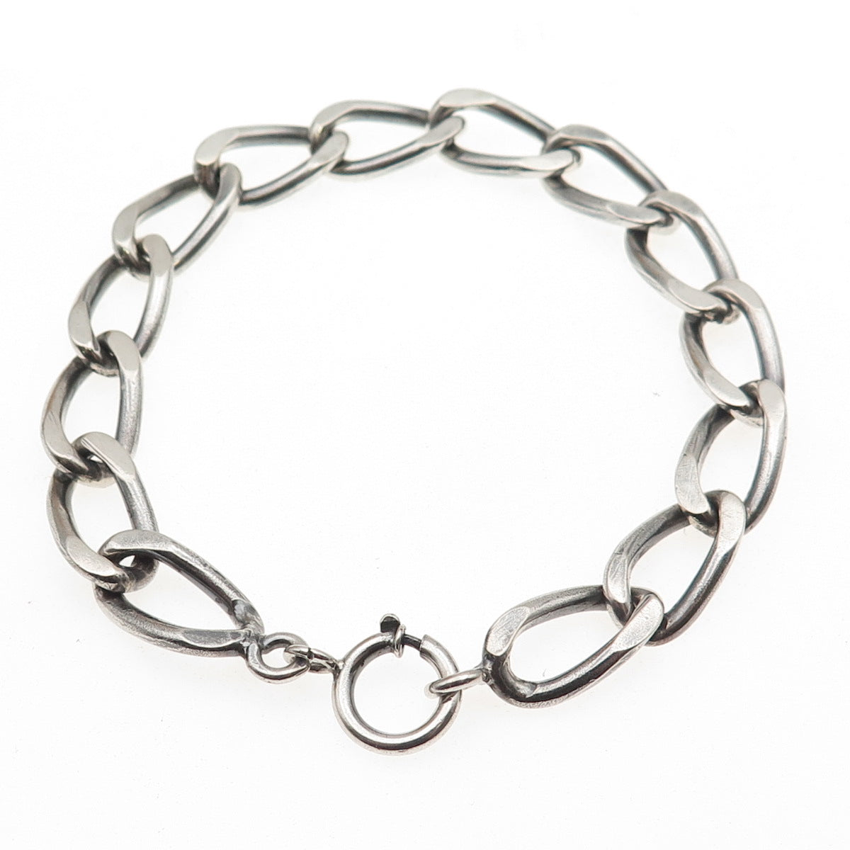 835 Silver Vintage Portugal Curb Link Oxidized Bracelet 8.25"