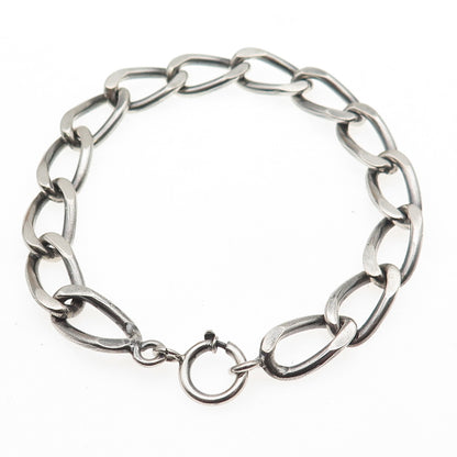 835 Silver Vintage Portugal Curb Link Oxidized Bracelet 8.25"