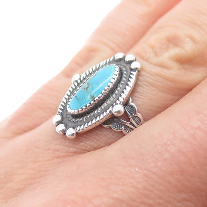 Old Pawn 925 Sterling Silver Vintage Southwestern Turquoise Tribal Ring Size 6