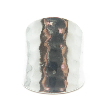 925 Sterling Silver Vintage Seta Hammered Wide Statement Ring Size 7