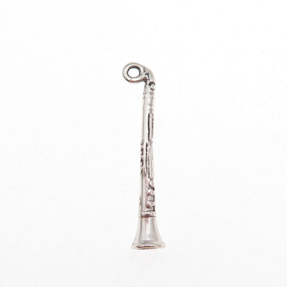 Sunwest 925 Sterling Silver Vintage Clarinet Oxidized 3D Charm Pendant