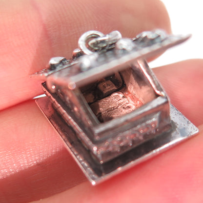 CAMPOBASSO 800 Silver Antique Art Deco European Articulated House Charm Pendant