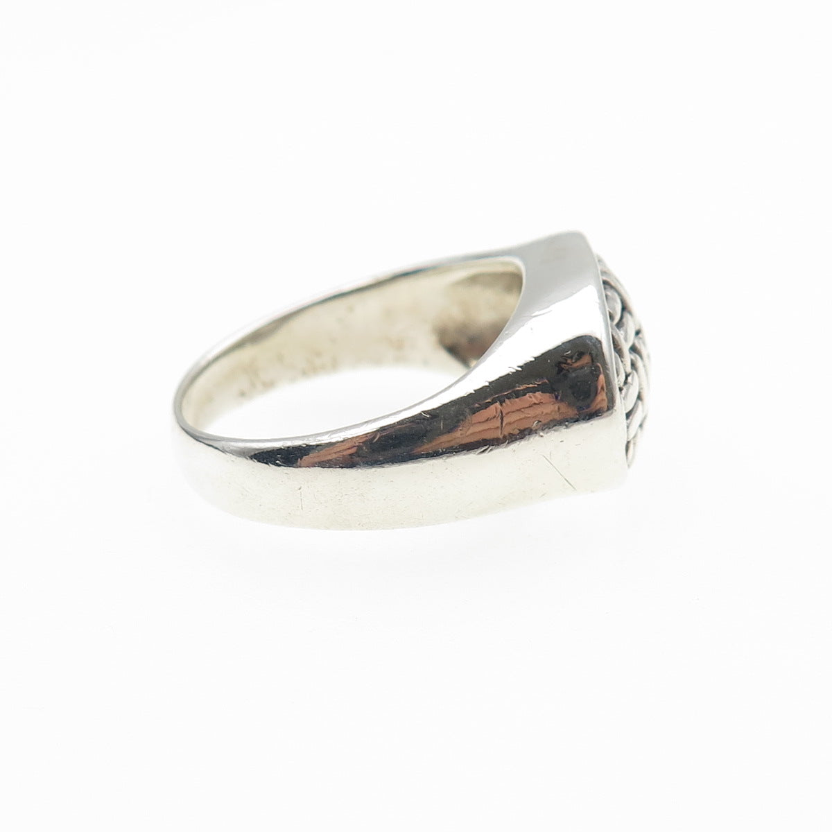 925 Sterling Silver Vintage Woven Oxidized Ring Size 7.25