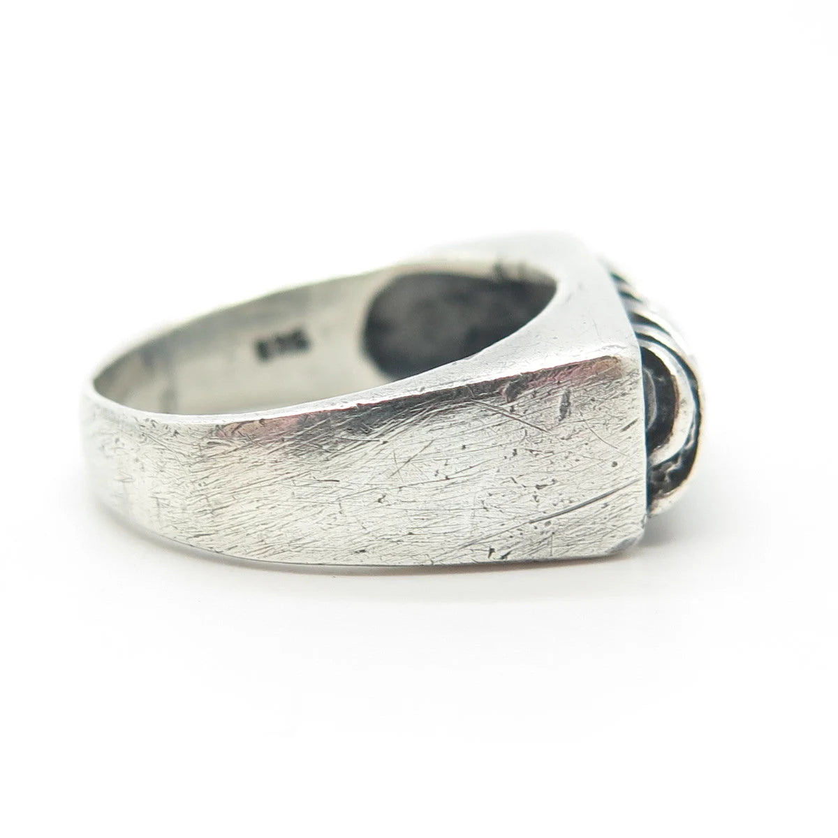925 Sterling Silver Vintage Animal Print Bar Ring Size 8.25