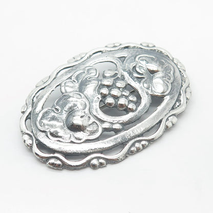 925 Sterling Silver Vintage Ornate Oval Pin Brooch