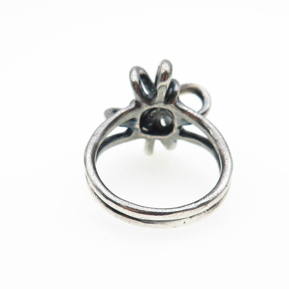 925 Sterling Silver Vintage Modernist Knot Oxidized Ring Size 12.25