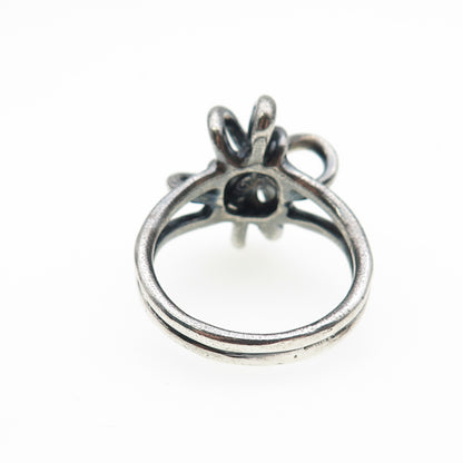 925 Sterling Silver Vintage Modernist Knot Oxidized Ring Size 12.25