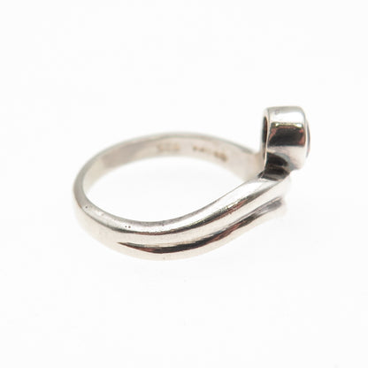 BOMA 925 Sterling Silver Vintage Real Red Garnet Modernist Ring Size 5.25