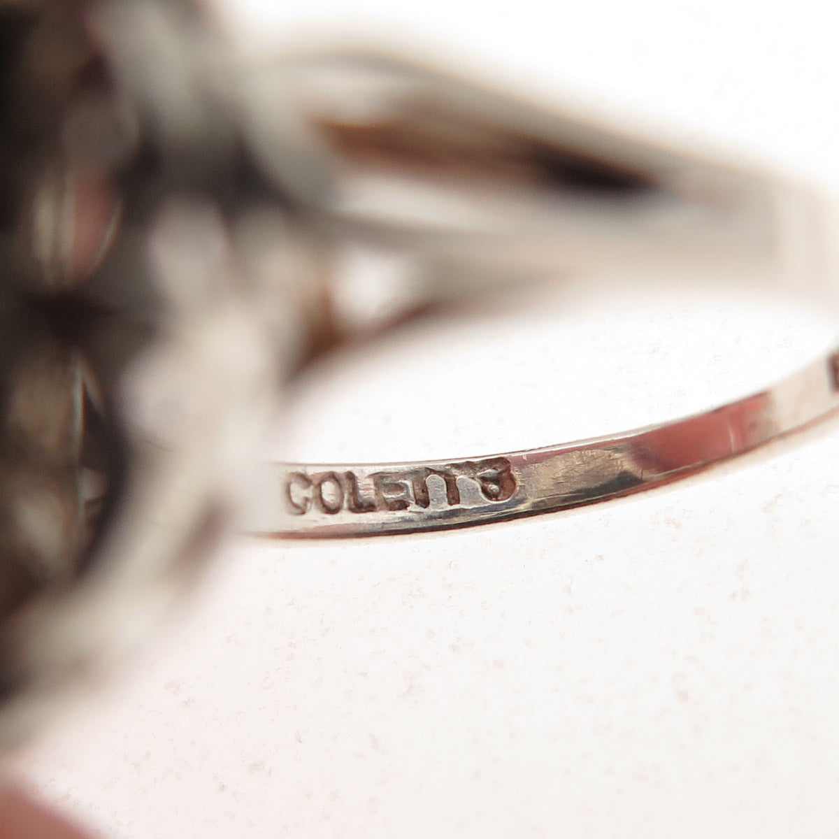 Colett's 925 Sterling Silver Antique Art Deco Real Jade Oxidized Ring Size 4.75