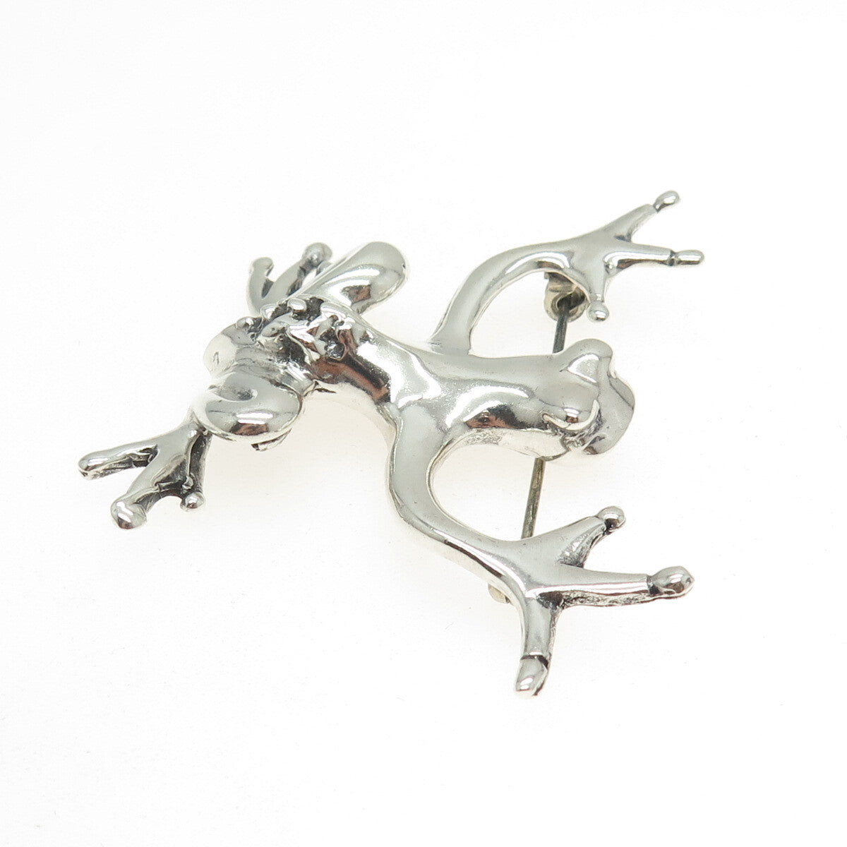 925 Sterling Silver Vintage Frog For Good Luck Pin Brooch
