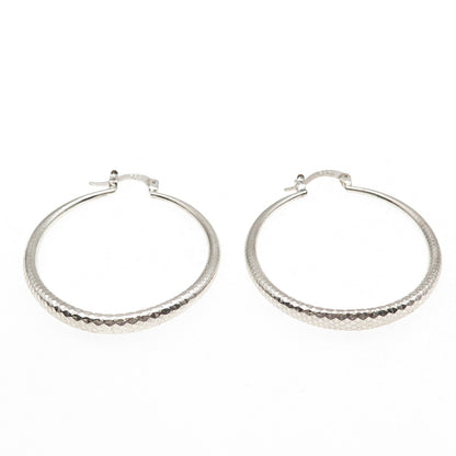 925 Sterling Silver Vintage Diamond-Cut Hoop Earrings