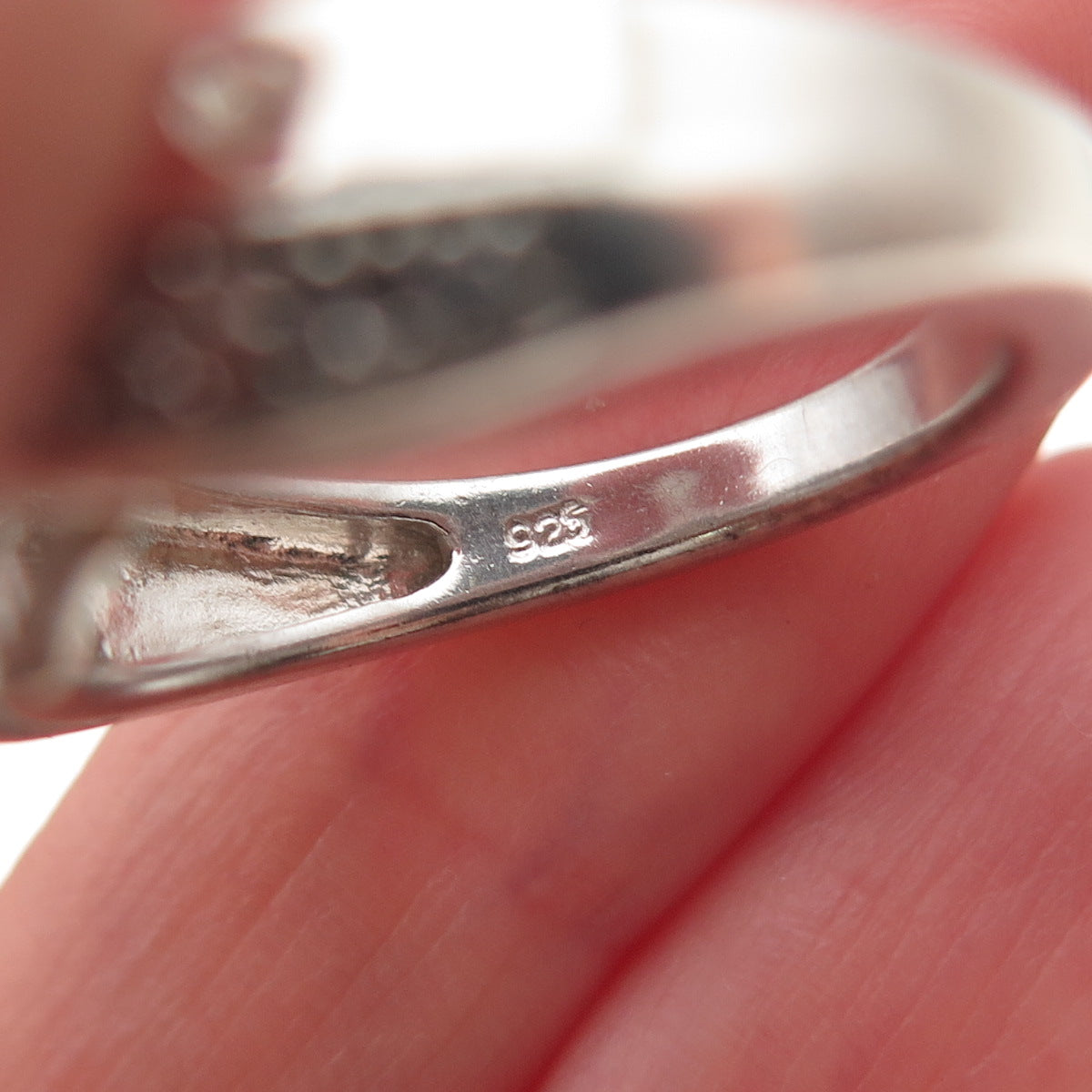 HN Heng Ngai 925 Sterling Silver Real Round-Cut Diamond Mom Heart Ring Size 7
