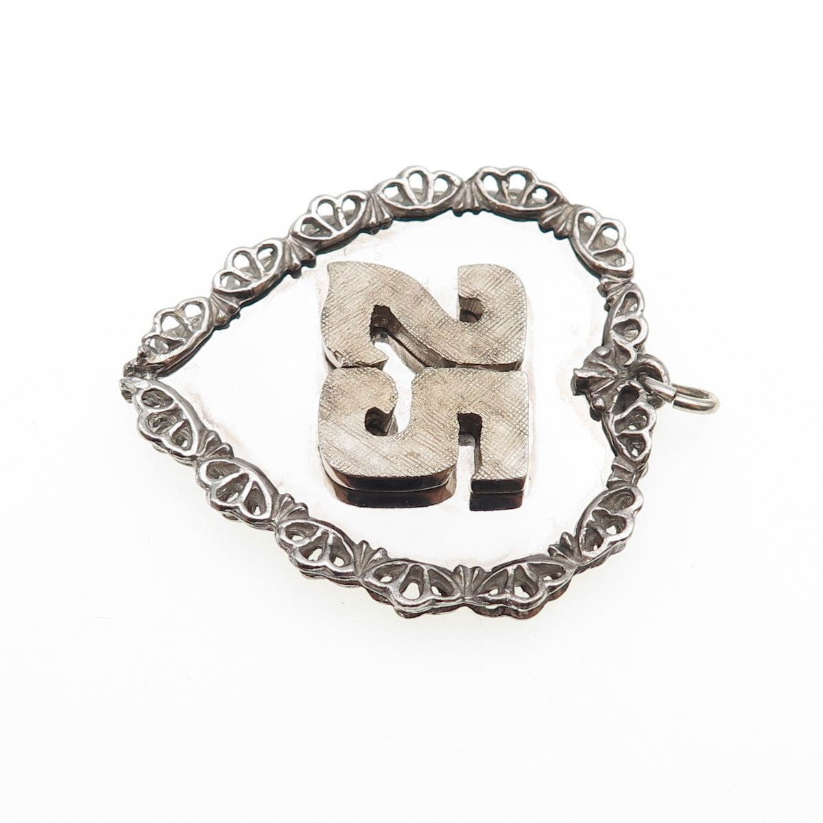 925 Sterling Silver Vintage 25th Anniversary Heart Charm Pendant