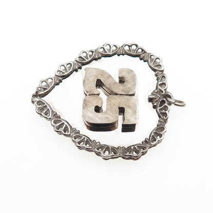 925 Sterling Silver Vintage 25th Anniversary Heart Charm Pendant