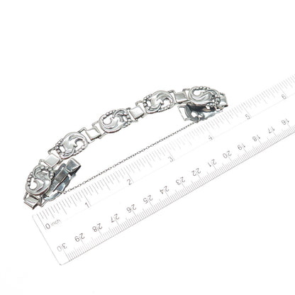 EILER & MARLOE 830S Silver Antique Art Deco Denmark Floral Bracelet 7.5" #12