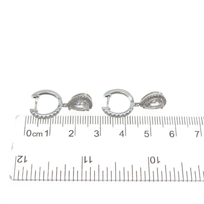 DSMK 925 Sterling Silver Pear & Round-Cut C Z Dangle Earrings