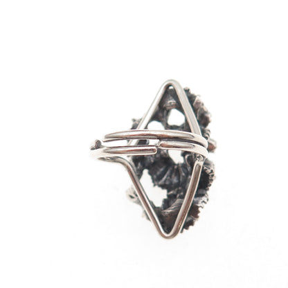 Beau 925 Sterling Silver Vintage Modernist Oxidized Adjustable Ring Size 5.5