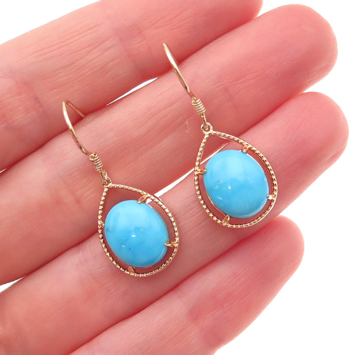 Tehya Oyama Sterling Silver Gold Plated Real Sleeping Beauty Turquoise Earrings