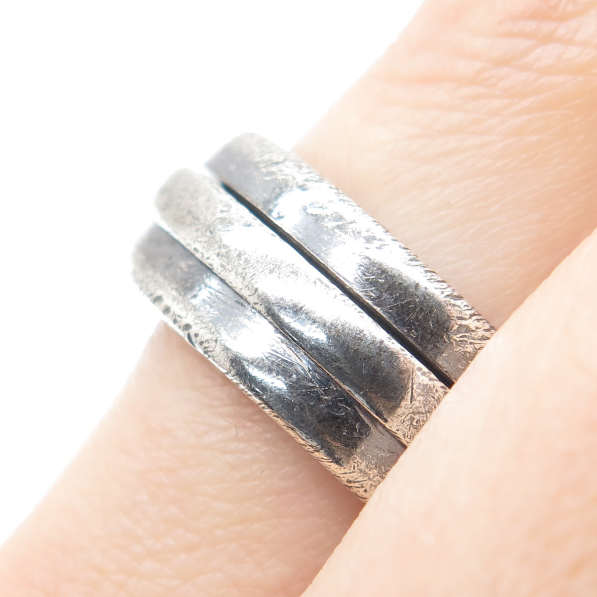 925 Sterling Silver Vintage Modernist Saturn Oxidized Band Ring Size 9.5