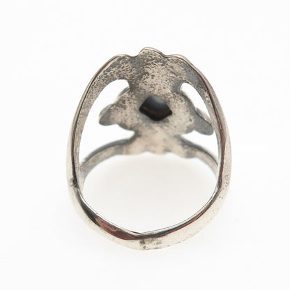 Old Pawn Sterling Silver Vintage Southwestern Turquoise Tribal Ring Size 6.75