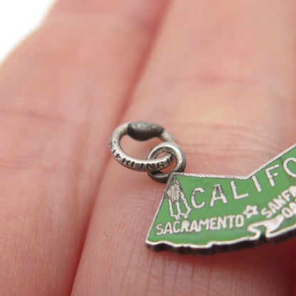 FRENCH & FRANKLIN 925 Sterling Silver Vintage Enamel California Mini Pendant